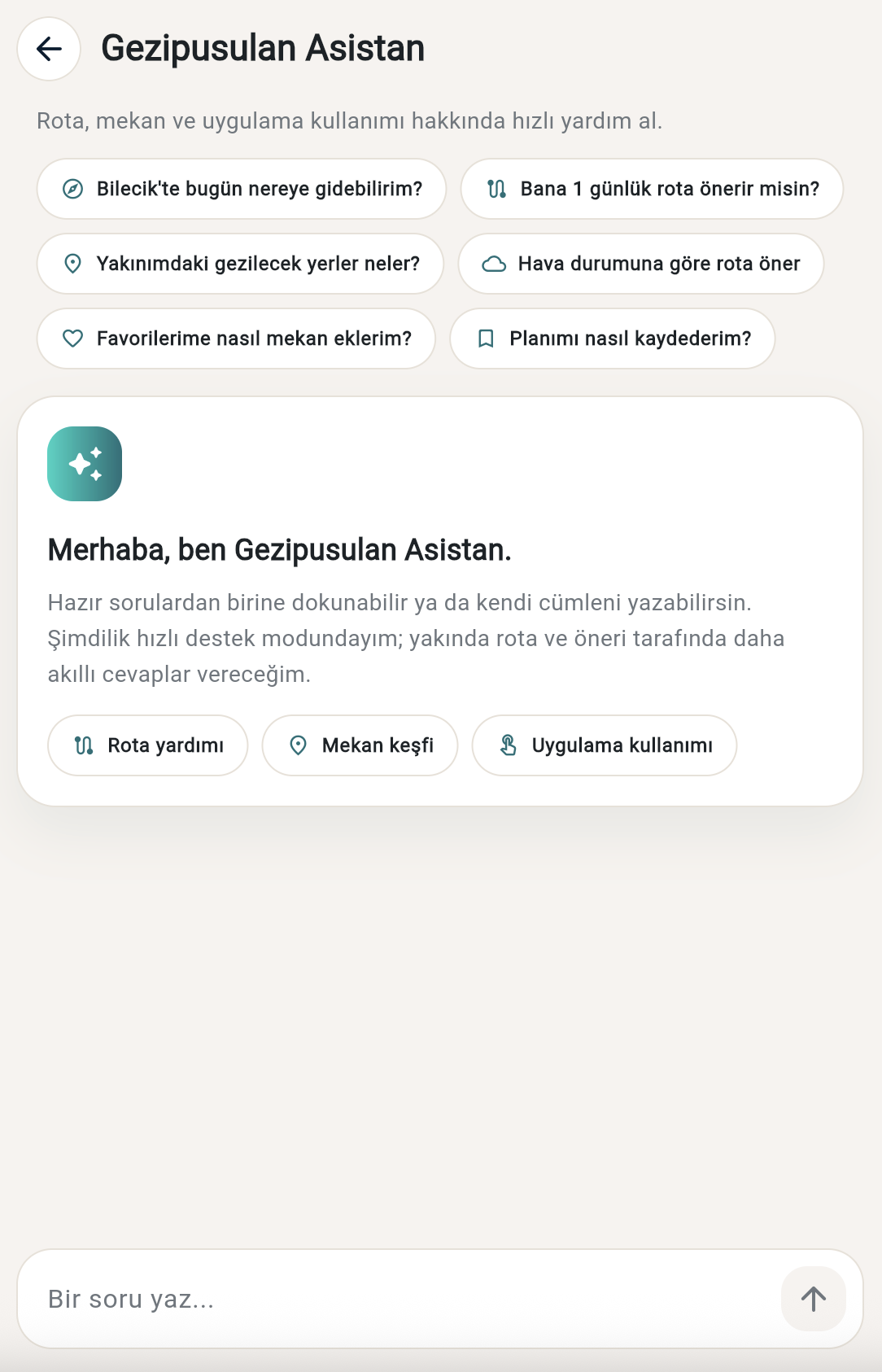 Gezipusulan asistan ekranı